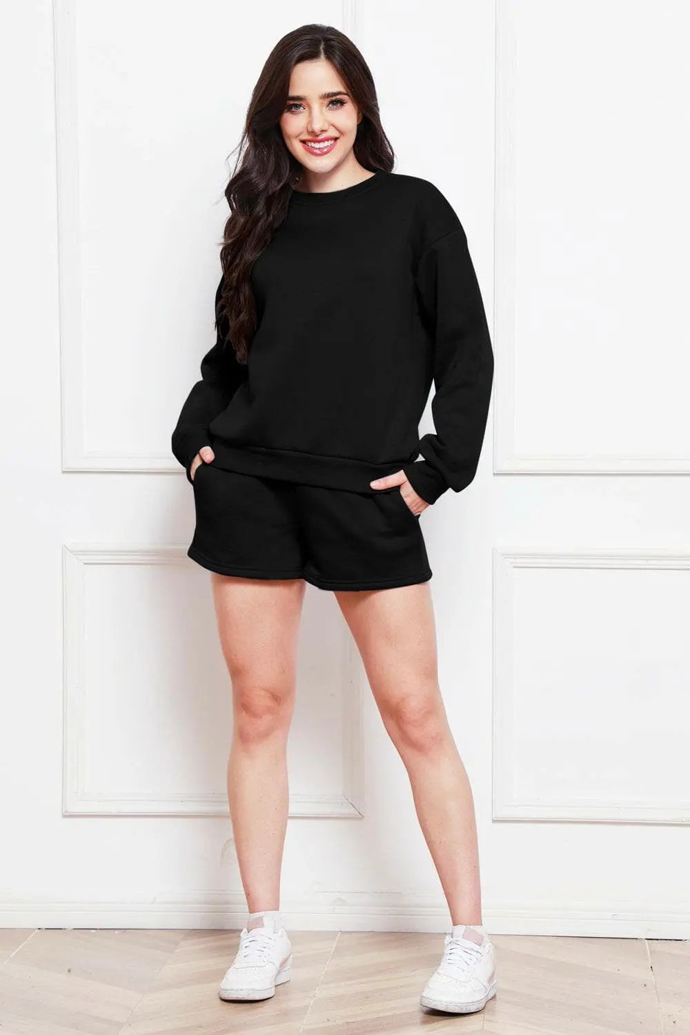 Cozy sweatshirt and shorts set - Love Salve